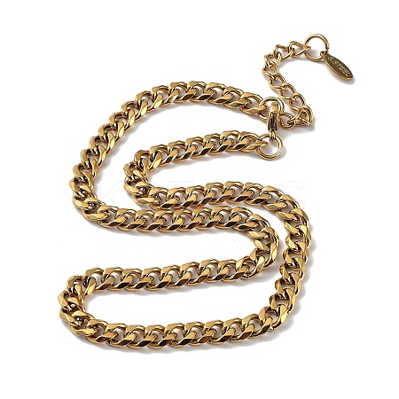 Ion Plating(IP) 304 Stainless Steel Diamond Cut Cuban Link Chain Necklace NJEW-D045-09G-1