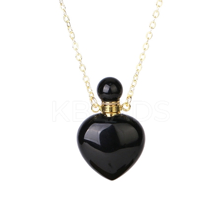 Natural Black Onyx(Dyed & Heated) Perfume Bottle Pendant Necklace PW-WG2A891-19-1