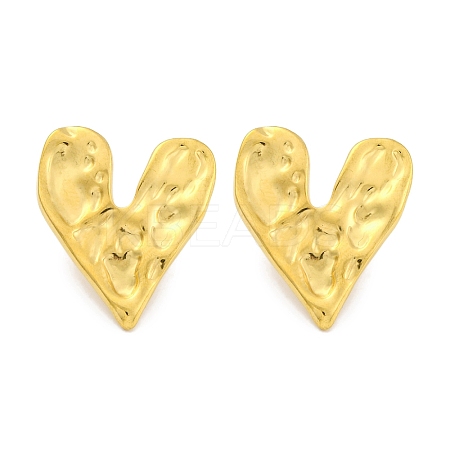 Heart Ion Plating(IP) 304 Stainless Steel Stud Earrings EJEW-H013-34G-1