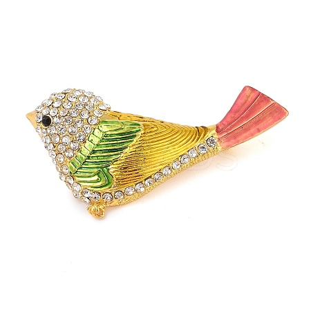 Bird Zinc Alloy Rhinestone Pins JEWB-S027-03G-A-1