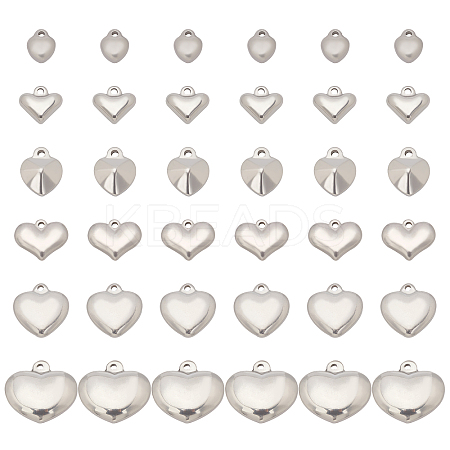 36Pcs 6 Style 304 Stainless Steel Pendants STAS-UN0024-76-1