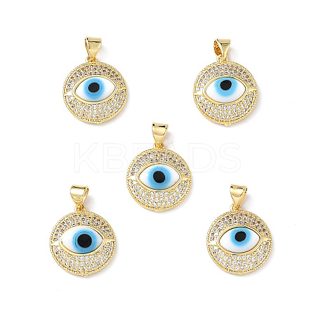 Real 18K Gold Plated Brass Clear Cubic Zirconia Pendants ZIRC-L102-12G-09-1