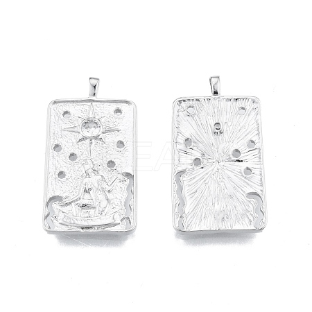 Brass Micro Pave Clear Cubic Zirconia Pendants KK-G432-14P-1