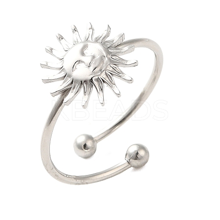 Non-Tarnish 304 Stainless Steel Open Cuff Ring RJEW-M167-09C-P-1
