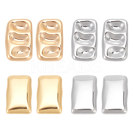Real 14K Gold Plated 4 Pairs 4 Style Alloy Stud Earrings for Women EJEW-AN0004-24-1