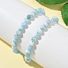 Round Natural Hemimorphite Beaded Stretch Bracelets for Men Women BJEW-B136-01A-1