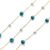 Synthetic Turquoise & Glass Beads Link Chains CHS-K021-04G-1