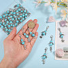 32Pcs 8 Styles Synthetic Turquoise Beads & Alloy Sea Animal Pendant Decorations HJEW-CA00068-3