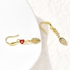 Leaf with Heart Brass Micro Pave Clear Cubic Zirconia Dangle Earrings EJEW-C155-01G-2