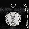 201 Stainless Steel Flat Round with Archangel Saint Michael Pendant Necklaces for Women Men LS-NJEW-F344-02P-1