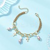 Natural Pearl Rice and 304 Stainless Steel Cross Charm Bracelets for Women BJEW-JB12984-1