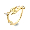 Ocean Theme Brass Micro Pave Cubic Zirconia Cuff Rings for Women RJEW-F184-17A-G-2