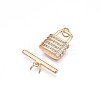 Brass Micro Pave Clear Cubic Zirconia Toggle Clasps KK-S356-724-01-4