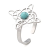 Synthetic Turquoise Finger Rings LS-RJEW-I110-02P-01-4
