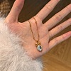 Bowknot & Oval 925 Sterling Silver Micro Pave Cubic Zirconia Pendant Necklaces for Women NJEW-F338-09G-4