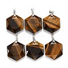 Natural Tiger Eye Pendants G-E487-95J-1