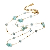 Natural Amazonite Chip 304 Stainless Steel Link Chain Necklaces for Women NJEW-K255-60G-1