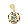 Brass Black Enamel Flat Round with Honduras European Dangle Charms KK-B141-47G-1
