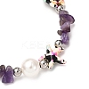 Natural Amethyst Chip Beads & Synthetic Turquoise Beaded Bracelets for Women BJEW-JB12416-01-3