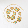 Oval Rectangle Alloy with Synthetic Turquoise Link Chain Waist Belly Chains for Dress FS-WG6F33A-01-3
