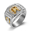 304 Stainless Steel Micro Pave Clear Cubic Zirconia Finger Rings for Men FS-WGEF432-10-1