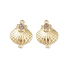 Brass Pave Cubic Zirconia Shell Shape Connector Charms KK-L255-10G-1