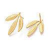 Ion Plating(IP) 304 Stainless Steel Leaf Stud Earrings for Women EJEW-F300-11G-2