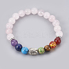 Natural Rose Quartz Stretch Bracelets BJEW-JB03905-02-1