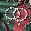 2Pcs 2 Styles Christmas Tree & Deer Alloy Enamel Charm Bracelet Sets BJEW-JB10871-2