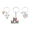 1Pc Mother's Day Gift 201 Stainless Steel Heart with Word Remember I Love You Mom Keychains KEYC-FS0001-11-5