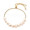 Natural Pearl Beads Adjustable Slider Bracelet for Girl Women Gift BJEW-JB06820-01-1