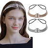 2Pcs 2 Colors Iron with Rhinestone Elastic Headband OHAR-ME0001-08-1