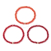 3Pcs Faceted Imitation Jade & Opaque Glass Rondelle Beaded Stretch Bracelets for Women BJEW-JB12563-05-1