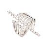 Brass Micro Pave Clear Cubic Zirconia Open Cuff Rings RJEW-U009-08P-03-1