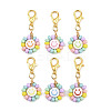 Glass Seed & Acrylic Smiling Face Pendant Decorations HJEW-JM04206-1