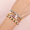 5Pcs Glass Seed Bead & Brass Beads Stretch Bracelets for Women GJ3337-1-1