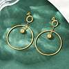 304 Stainless Steel Ring Dangle Stud Earrings X-EJEW-K268-34G-3
