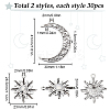 60Pcs 2 Style Tibetan Style Alloy Pendants TIBEP-SC0002-75-2