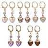Heart Natural Mixed Gemstone Dangle Leverback Earrings EJEW-JE05470-1