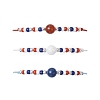 3Pcs 3 Colors Independence Day Glass Seed Beads Braided Bead Bracelets BJEW-MZ00179-2