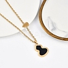 Ion Plating(IP) 304 Stainless Steel Pave Natural Shell Gourd Pendant Cable Chain Necklaces for Women NJEW-M078-02G-02-1