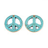 Dyed Synthetic Turquoise Peace Sign Pendants TURQ-T004-31A-1