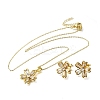 Flower Brass Micro Pave Cubic Zirconia Stud Earrings & Pendant Necklaces Sets SJEW-Z002-02G-4