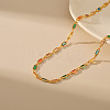 Special-interest Brass Pave Cubic Zirconia Rectangle Link Chain Necklaces for Women FS-WG3A151-01-3