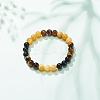 Natural Agate & Tiger Eye & Black Onyx Round Beaded Stretch Bracelet BJEW-JB08400-05-2