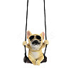 Cute Resin Swinging Bulldog Pendant Decorations HJEW-A010-01A-1