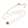 304 Stainless Steel Pave Cubic Zirconia/Glass Heart Pendant Necklaces NJEW-H088-06G-6