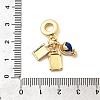 Brass Micro Pave Clear Cubic Zirconia European Dangle Charms KK-F904-03A-G-3