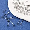 Tarnish Resistant 304 Stainless Steel Flat Round Blank Peg Stud Earring Findings STAS-S028-24-4