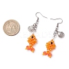 Fish with Shell Shape 304 Stainless Steel Glass Beads Dangle Earrings EJEW-MZ00436-3